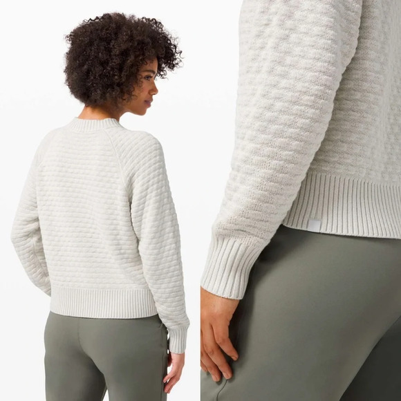 Lululemon Texture Play Crew Sweater Pullover Long Sleeve Knit Ribbed Vapor 8 - Picture 3 of 12